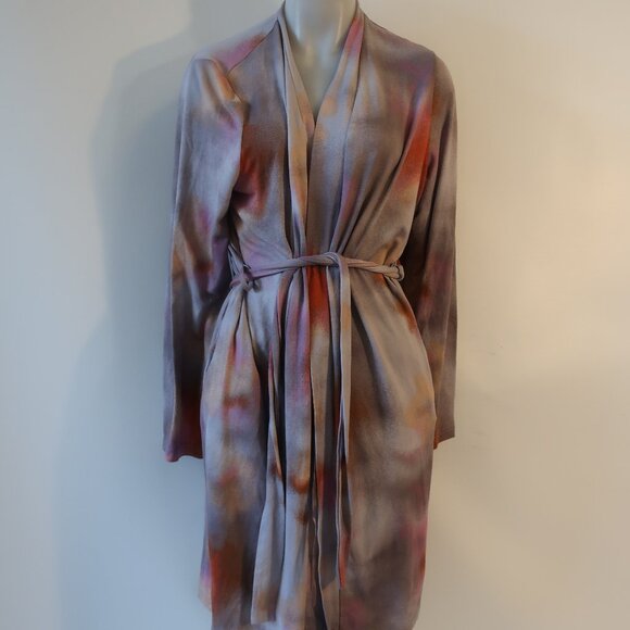 Womens Bumble Bella by Jill Martin Lavender Dreamy Watercolor Jersey Spa Robe M - Picture 2 of 11